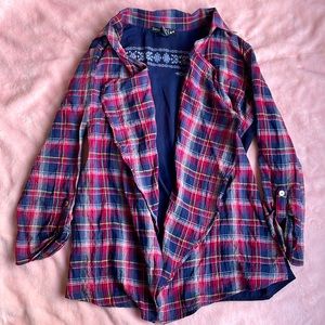 Buckle (Living Doll) open front plaid blouse
